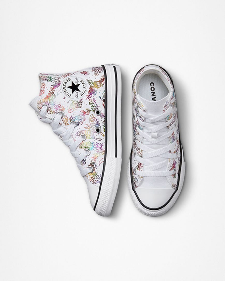 Tenisi Inalti Fete Converse Chuck Taylor All Star Butterfly Shine Albi Roz Violet Albastri | RO KWTIN584